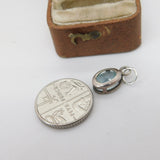 Sterling Silver Blue Topaz Drop Charm Pendant Vintage c1970