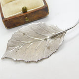 Sterling Silver Figurative Leaf Brooch Pin Vintage c1970