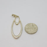 Sterling Silver Modernist Oval Shape Long Drop Charm Pendant Vintage c1970