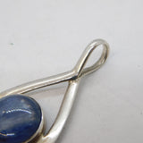 Studio Sterling Silver & Blue Hardstone Drop Pendant Vintage c1980s