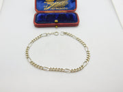 Sterling Silver Essential Figaro Link Chain Bracelet Vintage c1970 8" Length