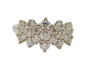 Sterling Silver 23 Stone Diamond Dress Ring Vintage c1970 Size N 1/2