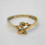 9ct Two-Tone Gold & Diamond Set Crossover Dress Ring Vintage London