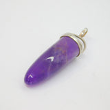 Sterling Silver Rounded Amethyst Point Drop Pendant Vintage c1970