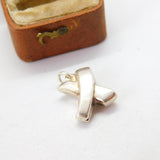 Sterling Silver Puffy X or Kiss Charm Pendant Vintage c1970