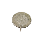 Dutch Sterling Silver Queen Wilhelmina 10 Cents Coin Charm Pendant Antique 1939