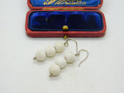 Sterling Silver and White Ceramic Beads Dangle Earrings Vintage c1970