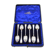 Victorian Boxed Sterling Silver Prince of Wales Picture Back Teaspoons Antique