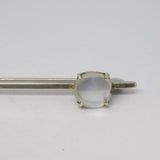 19th Century Sterling Silver & Cabochon Moonstone Bar Brooch Antique c1880