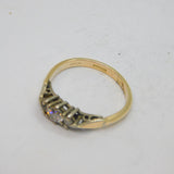 Sterling Silver Gilt 3 White Topaz Engagement Ring Vintage 1990 Size M 1/2