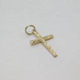 Sterling Silver Textured Minimalist Cross Charm Pendant Vintage c1970s