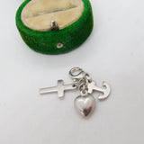 Sterling Silver Faith, Hope & Charity Charm Pendant Vintage c1970
