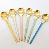 Egon Lauridsen Set of Sterling Silver Gilt & Enamel Demitasse Spoons Vintage
