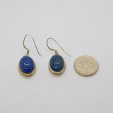 Pair of Sterling Silver Cabochon Sodalite Hook Drop Earrings Vintage c1970