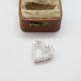 Sterling Silver Sparkling Paste Set Heart Charm Pendant Vintage c1970
