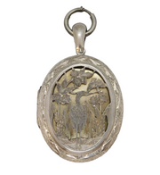 Victorian Aesthetic Movement Sterling Silver Sweetheart Locket Antique 1879