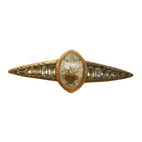 Georgian 9ct Gold, Silver & Black-Dot Paste Floral Urn Mourning Brooch Antique