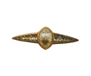 Georgian 9ct Gold, Silver & Black-Dot Paste Floral Urn Mourning Brooch Antique