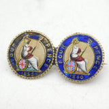 Victorian Sterling Silver & Enamel Groat Fourpence Coin Brooch Antique c1850