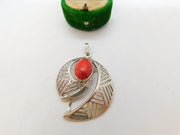 Sterling Silver & Cabochon Quartz Modernist Drop Pendant Vintage c2000