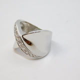 Sterling Silver Chunky Paste Set Crossover Dress Ring Vintage c1970 Size L