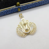 Sterling Silver Filigree Hand Form Charm Pendant Vintage c1970