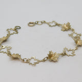 Sterling Silver Maple Leaf Form Linked Bracelet Vintage c1970's