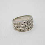 Sterling Silver Three Tier CZ Graduating Band Ring Modern c1990 Size O 1/2