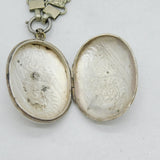 Aesthetic Movement Victorian Silver Plated Floral Locket Necklace Antique