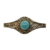 Arts & Crafts Liberty & Co Planished Peweter & Ruskin Ceramic Brooch Antique