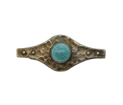 Arts & Crafts Liberty & Co Planished Peweter & Ruskin Ceramic Brooch Antique