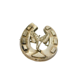 Victorian Sterling Silver Lucky Horseshoe & Foliage Brooch Pin Antique c1880s