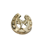 Victorian Sterling Silver Lucky Horseshoe & Foliage Brooch Pin Antique c1880s