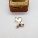 Sterling Silver Puffy X or Kiss Charm Pendant Vintage c1970