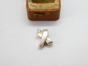 Sterling Silver Puffy X or Kiss Charm Pendant Vintage c1970
