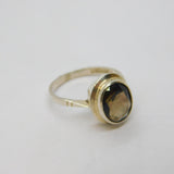 Sterling Silver Faceted Smoky Quartz Dress Band Ring Vintage 1979 Size L
