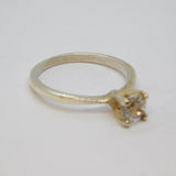 Sterling Silver Paste Set Solitaire Engagement Ring Vintage c1970 Size P