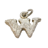 Sterling Silver 'W' Initial Charm Pendant Vintage c1970