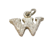 Sterling Silver 'W' Initial Charm Pendant Vintage c1970