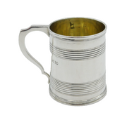 William IV Sterling Silver Lined Pattern Christening Mug Antique 1833 London