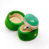 Sterling Silver Chunky Green Malachite Oval Statement Ring Vintage c1970 Size K