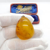 Large Victorian Natural Baltic Amber Drop Pendant Antique c1860