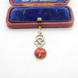 Sterling Silver and Red Agate Charm Pendant Vintage c1970