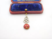 Sterling Silver and Red Agate Charm Pendant Vintage c1970