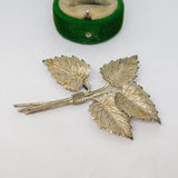 Sterling Silver Leaf Pattern Bunch Brooch Pin Vintage c1970