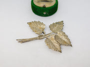 Sterling Silver Leaf Pattern Bunch Brooch Pin Vintage c1970
