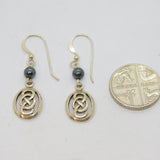 Pair of Sterling Silver Celtic Design Hook Drop Studio Earrings Vintage c1990