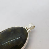 Studio Jewellery Large Sterling Silver Labradorite Drop Pendant Vintage c1970