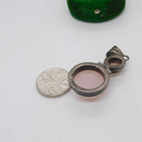 Sterling Silver Rose Quartz Drop Charm Pendant Vintage c1970