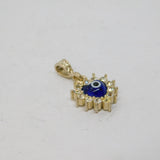 Sterling Silver Crystal & Blue Glass Evil Eye Heart Charm Pendant Modern c2000s